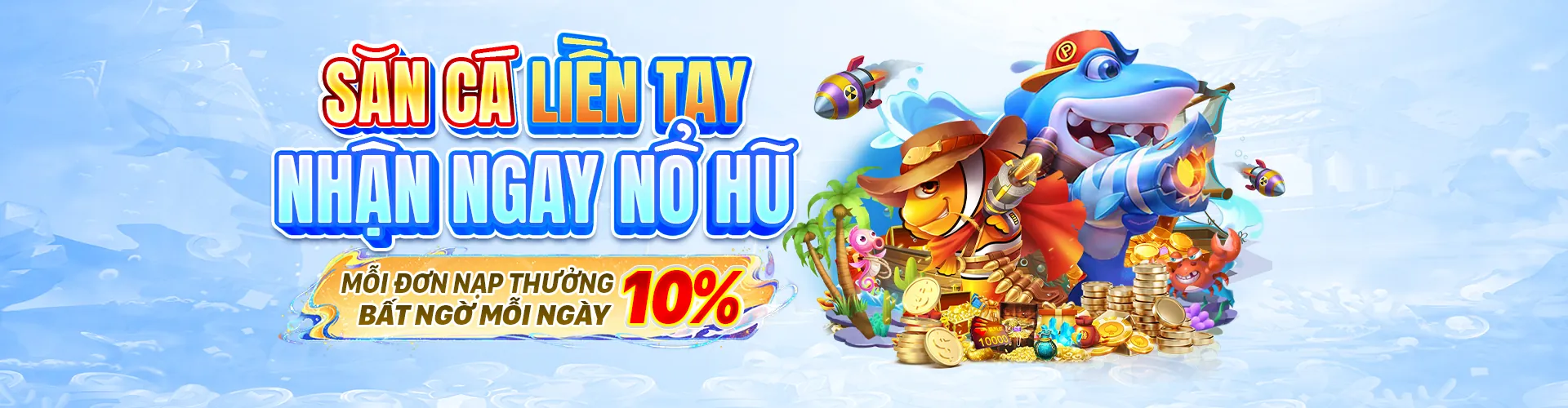 Hình ảnh chính của trò chơi bắn cá cwin222 với đồ họa sống động, nhiều loại cá và súng hiện đại, tông màu xanh dương và xanh lam.